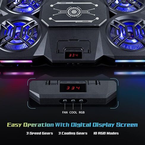 Upgraded Laptop Cooling Pad with Thermoelectric Cooler and 4 Fans, Powerful Laptop Cooler, Independent Control, Multi-Gear Adjustment, RGB, 14-21 Inch Laptop Stand (Laptop Cooling Pad) in Kuwait