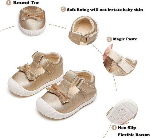 Kiderence Baby Girls Prewalker Mary Jane Flats Bowknot Princess Dress Shoes (Infant/Toddler) in Saudi Arabia