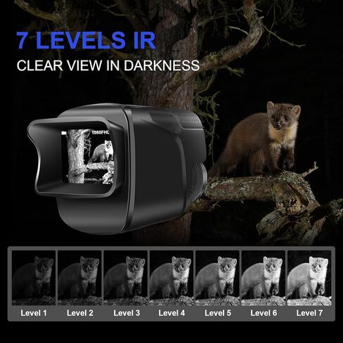 منظار أحادي للرؤية الليلية مع إضاءة بالأشعة تحت الحمراء 850 نانومتر، تكبير رقمي 10x، نظارات رؤية ليلية قابلة لإعادة الشحن بقدرة 4000 مللي أمبير في الساعة، للبالغين للصيد والتخييم in Kuwait