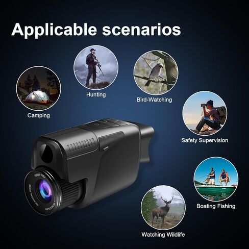 منظار أحادي للرؤية الليلية مع إضاءة بالأشعة تحت الحمراء 850 نانومتر، تكبير رقمي 10x، نظارات رؤية ليلية قابلة لإعادة الشحن بقدرة 4000 مللي أمبير في الساعة، للبالغين للصيد والتخييم in Kuwait