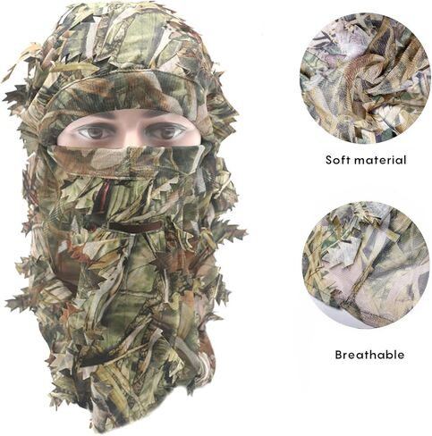 Ghillie التمويه الورقية قبعة ثلاثية الأبعاد قناع الوجه الكامل أغطية الرأس تركيا كامو هنتر الصيد الملحقات in Kuwait