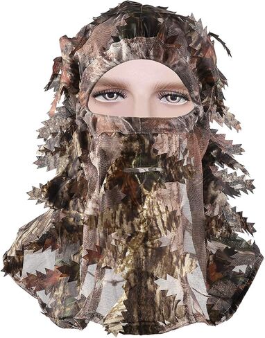 Ghillie التمويه الورقية قبعة ثلاثية الأبعاد قناع الوجه الكامل أغطية الرأس تركيا كامو هنتر الصيد الملحقات in Kuwait