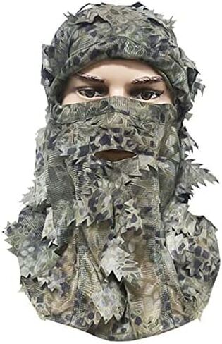 Ghillie التمويه الورقية قبعة ثلاثية الأبعاد قناع الوجه الكامل أغطية الرأس تركيا كامو هنتر الصيد الملحقات in Kuwait