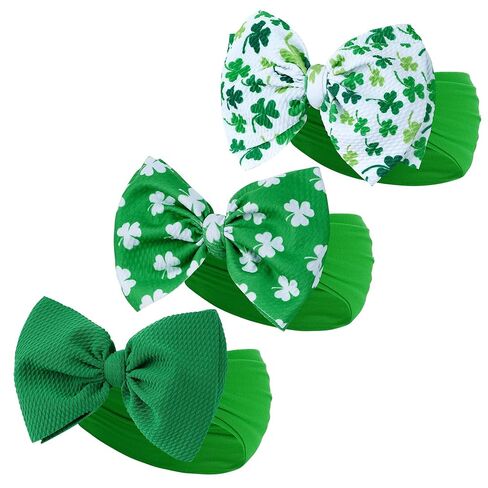 3 قطع من Nydotd 6 بوصات St Patricks Baby Girls Bows Headbands Shamrock Clover Hairbands Green Bow Headband for حديثي الولادة والأطفال الصغار St Patricks Day إكسسوارات الشعر in Kuwait