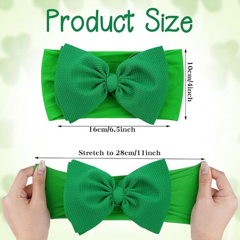 3 قطع من Nydotd 6 بوصات St Patricks Baby Girls Bows Headbands Shamrock Clover Hairbands Green Bow Headband for حديثي الولادة والأطفال الصغار St Patricks Day إكسسوارات الشعر in Kuwait