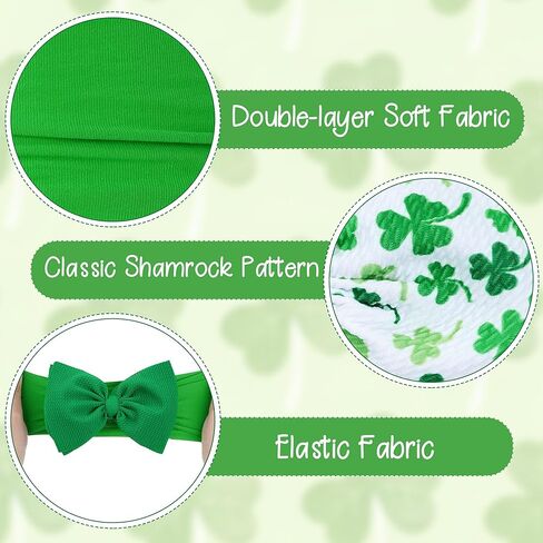 3 قطع من Nydotd 6 بوصات St Patricks Baby Girls Bows Headbands Shamrock Clover Hairbands Green Bow Headband for حديثي الولادة والأطفال الصغار St Patricks Day إكسسوارات الشعر in Kuwait