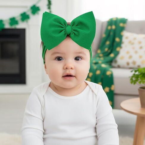 3 قطع من Nydotd 6 بوصات St Patricks Baby Girls Bows Headbands Shamrock Clover Hairbands Green Bow Headband for حديثي الولادة والأطفال الصغار St Patricks Day إكسسوارات الشعر in Kuwait