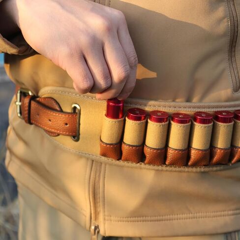 حامل شل بندقية صيد من Tourbon 20GA Shotshell Bandolier 12 حزام خرطوشة ذخيرة - قماش وجلد in Saudi Arabia