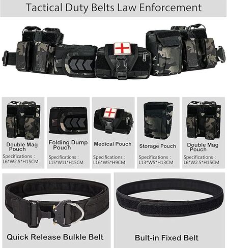Tactical Battle Belt with Quick Release & Accessory Pouches - 7 in 1 Duty Belt for Men (Camouflage) in Saudi Arabia