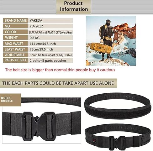 Tactical Battle Belt with Quick Release & Accessory Pouches - 7 in 1 Duty Belt for Men (Camouflage) in Saudi Arabia