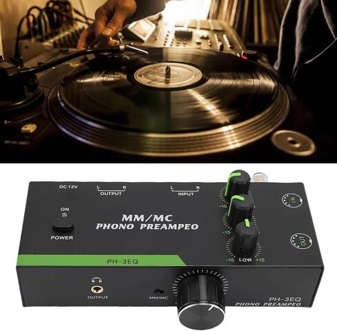 Phono Preamp، مضخم صوت Hi Fi صغير، 3 نطاقات EQ و5 دبوس XLR لمشغل التسجيل الدوار ومكبرات الصوت النشطة وخلاط الصوت (قابس أمريكي) in Kuwait