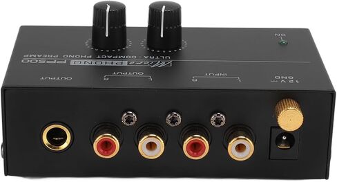 EBTOOLS Phono Preamp للقرص الدوار، مضخم مغناطيسي متحرك منخفض الضوضاء معادل RIAA مع مخرجات 1/4 بوصة، تصميم مدمج بقشرة معدنية لمشغل التسجيل (قابس أمريكي) in Saudi Arabia