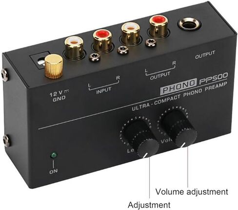 EBTOOLS Phono Preamp للقرص الدوار، مضخم مغناطيسي متحرك منخفض الضوضاء معادل RIAA مع مخرجات 1/4 بوصة، تصميم مدمج بقشرة معدنية لمشغل التسجيل (قابس أمريكي) in Saudi Arabia