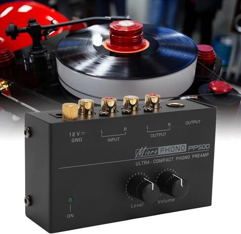 EBTOOLS Phono Preamp للقرص الدوار، مضخم مغناطيسي متحرك منخفض الضوضاء معادل RIAA مع مخرجات 1/4 بوصة، تصميم مدمج بقشرة معدنية لمشغل التسجيل (قابس أمريكي) in Saudi Arabia