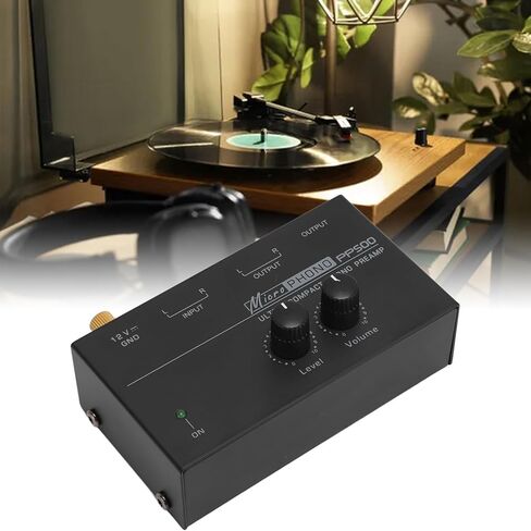 EBTOOLS Phono Preamp للقرص الدوار، مضخم مغناطيسي متحرك منخفض الضوضاء معادل RIAA مع مخرجات 1/4 بوصة، تصميم مدمج بقشرة معدنية لمشغل التسجيل (قابس أمريكي) in Saudi Arabia