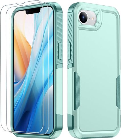 حافظة SPIDERCASE مصممة لهاتف iPhone 16e، [حماية من الدرجة العسكرية بطول 12 قدمًا] عبوتان [واقيات شاشة من الزجاج المقسى] حافظة شديدة التحمل مقاومة للصدمات لهاتف iPhone 16e 2025 6.1 بوصة، أسود in Saudi Arabia