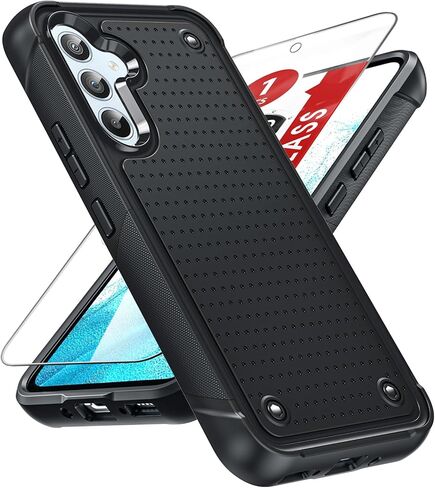 جراب هاتف LeYi لهاتف Galaxy A32-5G: جراب Samsung Galaxy A13/A23-5G مع واقي شاشة، طبقة مزدوجة واقية من البولي كربونات الصلب وغطاء خلفي ناعم ممتص للصدمات Funda para Cell Android A13/A32/A23 5G مفتوح، أحمر وردي in Saudi Arabia