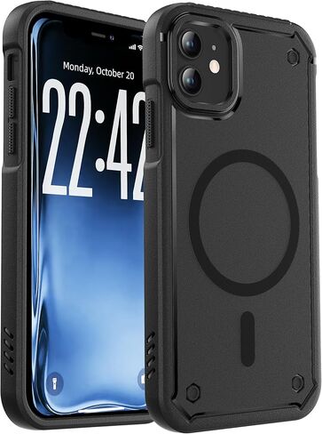 حافظة ORETECH مغناطيسية لهاتف iPhone 14 وحافظة iPhone 13 [واقي شاشة 2 X] [متوافق مع MagSafe] [حماية من السقوط بطول 25 قدمًا] طبقة مزدوجة شفافة غير لامعة مقاومة للصدمات - أحمر in Kuwait