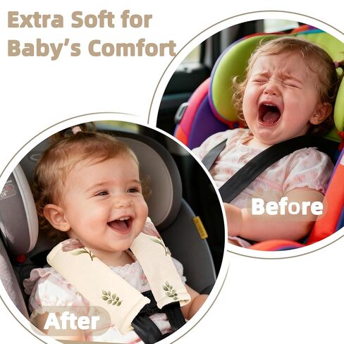 SWESEN Baby Car Seat Strap Covers, Soft Car Seat Strap Shoulder Pads for Baby Girls, Double-Sided Use carseat Straps Covers for Stroller, Car Seats, Pushchair, Florals in Saudi Arabia