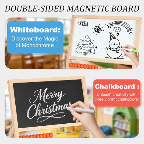 العداد الخشبي للأطفال الرياضيات مع السبورة البيضاء على الوجهين، الحروف والأرقام، عد العصي، ساعة الكل في واحد، لعبة مونتيسوري التعليمية، أساسيات المدرسة المنزلية لعمر 3 4 5 6 7 8+ سنة in Kuwait