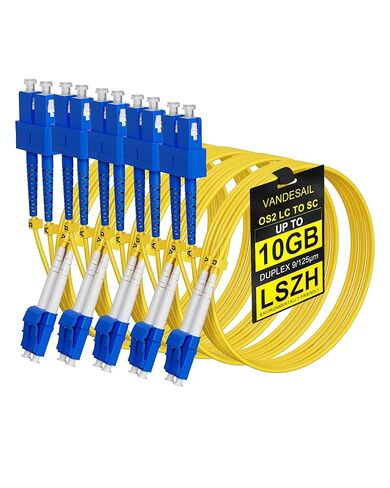 5pack LC إلى SC كابل تصحيح الألياف 1M (3FT)، OS2 كابل التصحيح وضع واحد، 1G / 10GB SMF Jumper دوبلكس الألياف البصرية التصحيح الحبال LSZH 9/125μm لجهاز الإرسال والاستقبال QSFP in Kuwait