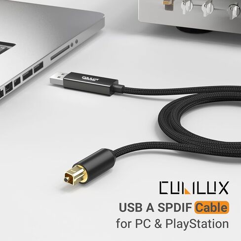 كابل صوت بصري Cubilux USB A إلى TOSLINK، سلك USB أحادي الاتجاه من النوع A إلى SPDIF، جهاز إرسال S/PDIF للكمبيوتر/الكمبيوتر المحمول/الكمبيوتر الشخصي (5.1 صوت محيطي) وPS5/4 (ستيريو) فقط، 6.6 قدم in Kuwait