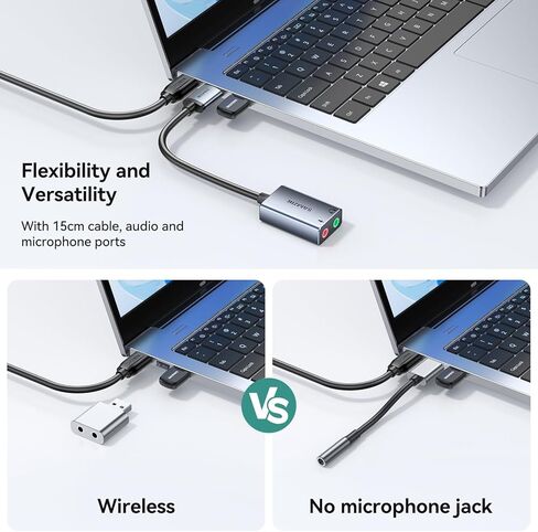 محول بطاقة الصوت SAMZHE USB إلى مقبس الصوت مع سماعة رأس TRS مزدوجة 3 أقطاب 3.5 مم وميكروفون USB إلى Aux 3.5 مم محول صوت خارجي لأجهزة Windows وMac وLinux وأجهزة الكمبيوتر المحمولة وأجهزة الكمبيوتر المكتبية وPS5 وSwitch 2 in Kuwait