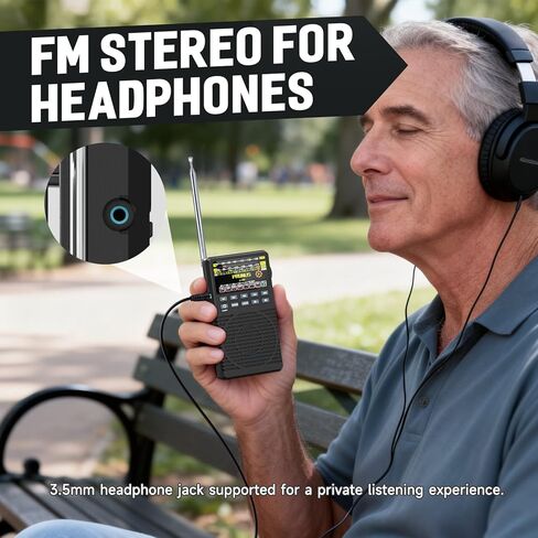 PRUNUS J-165 Portable Radio AM FM, Preset 1-5 Station Buttons, Battery Operated Radio with Tuning Light, Back Clip, Excellent Reception, AM FM Radios Portable, Transistor Radios in Kuwait