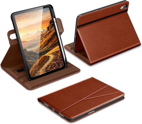 حافظة DTTO لجهاز iPad A16، حافظة iPad 11th / 10th Generation (2025/2022)، غطاء حامل من الجلد الفاخر يدور 360 درجة مع حامل أقلام، بني in Kuwait