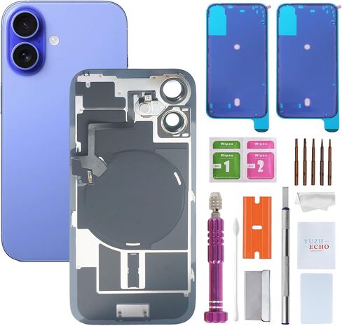 استبدال الزجاج الخلفي لهاتف iPhone 16 Plus (6.7 بوصة، أزرق مخضر) يتضمن أدوات إصلاح الشحن اللاسلكي والزجاج المتكامل in Kuwait