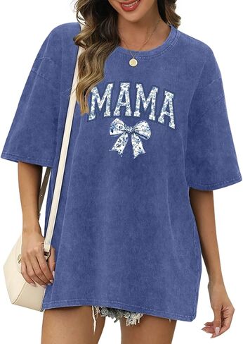 Breastfeeding Shirts for Women Zipper Nursing Shirt Cute Maternity Tops Mama Bow Tshirt Oversized Acid Wash T Shirts in Saudi Arabia