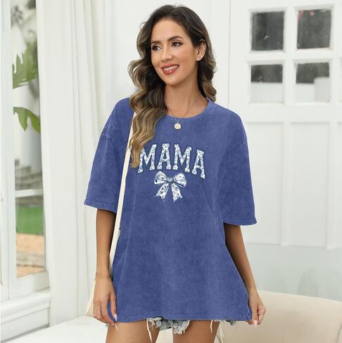 Breastfeeding Shirts for Women Zipper Nursing Shirt Cute Maternity Tops Mama Bow Tshirt Oversized Acid Wash T Shirts in Saudi Arabia