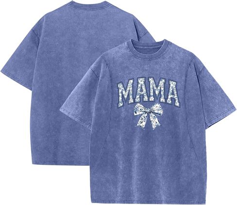 Breastfeeding Shirts for Women Zipper Nursing Shirt Cute Maternity Tops Mama Bow Tshirt Oversized Acid Wash T Shirts in Saudi Arabia