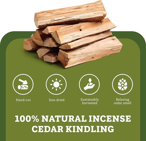 Double Tree Fire Starter Sticks - 100% Natural Cedar Wood Kindling, Quick & Easy Burning for Campfire, Camping Cooking Stove, Fire Pit, Fireplace & Grilling, lndoor & Outdoor - (Medium 1/2 Cubic ft) in Saudi Arabia