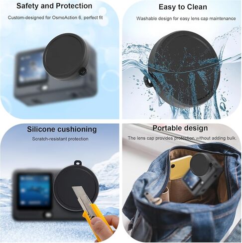 Lens Screen Protector for DJI Osmo Action 6, HD Tempered Glass Front/Rear Screen Protectors Anti-Scratch Lens Film with Silicone Cap Bubble-Free Action Camera Accessories Kit in Saudi Arabia