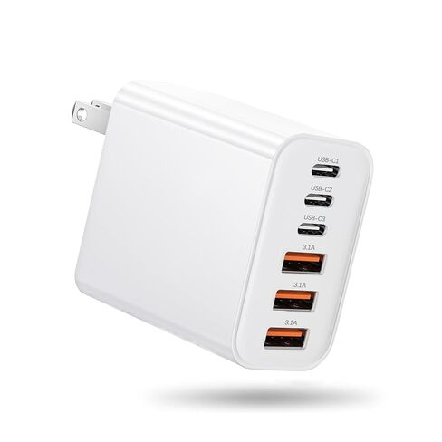 كتلة شاحن USB C بقدرة 65 وات، شاحن 6 منافذ من النوع C، كتلة شحن سريعة PD 3.0 USB متعددة المنافذ شواحن Brick QC محول شاحن الطاقة لهاتف iPhone 17/16/15/14/13/12/11 Pro Max، iPad، iPod، AirPods Pro، Galaxy in Saudi Arabia