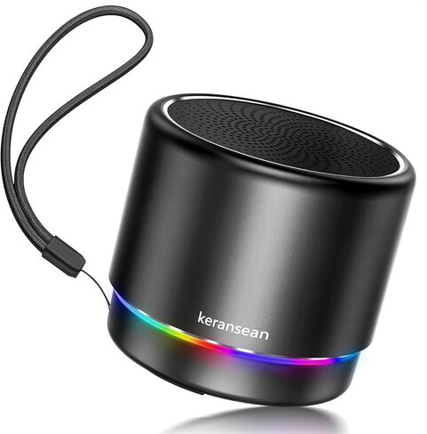 Portable Bluetooth Speaker 5.4, Mini Speaker, 12H Battery Life & Noise Reduction Mic, Metal Cover, TWS Pairing, Wireless Speaker with RGB Lights for Home/Travel/Outdoor by Music Lovers-Black in Saudi Arabia