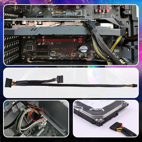 Mini ATX 6Pin to SATA 15Pin Power Adapter Cable, Compatible with CT1250/ECT1205/ECT1250/QCT1250/QCS1250, for SATA HDD/SSD/Optical Drive Power Expansion 45cm+15cm in Saudi Arabia