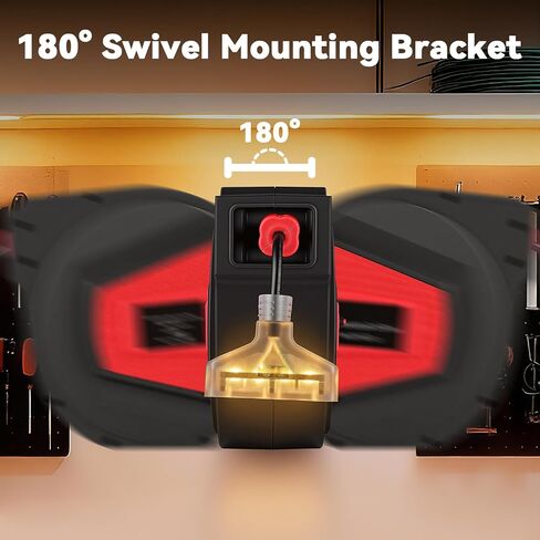 حزمة من بكرات سلك تمديد قابلة للسحب بطول 2-50 قدم - أسلاك تمديد قابلة للسحب للسقف أو الحائط - بكرات سلك طاقة مقاس 14 مع 3 منافذ - قاطع دائرة 13 أمبير + دوار 180 درجة - مدرج في قائمة UL in Kuwait