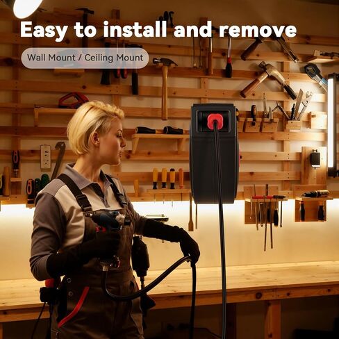 حزمة من بكرات سلك تمديد قابلة للسحب بطول 2-50 قدم - أسلاك تمديد قابلة للسحب للسقف أو الحائط - بكرات سلك طاقة مقاس 14 مع 3 منافذ - قاطع دائرة 13 أمبير + دوار 180 درجة - مدرج في قائمة UL in Kuwait