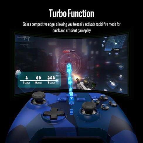 BETMI لوحدة تحكم Xbox اللاسلكية مع محول 2.4 جيجا هرتز/ماكرو قابل للبرمجة/قابل لإعادة التعيين/اهتزاز مزدوج/وظيفة توربو، وحدة تحكم ألعاب متوافقة مع Xbox One، Xbox Series X/S، الكمبيوتر الشخصي (أزرق مموه) in Kuwait