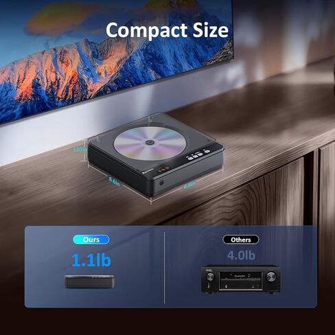 مشغل DVD محمول، مشغل DVD مجاني لجميع المناطق مع ترقية 1080P HDMI للتلفزيون الذكي، مشغل DVD صغير الحجم مع مخرج HDMI وAV، تشغيل USB، مضاد للصدمات، جهاز تحكم متضمن in Kuwait