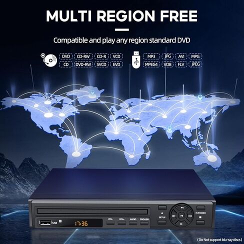مشغل DVD، مشغل DVD مجاني لمنطقة 1080P للتلفزيون مع مخرج HDMI/RCA، مشغل DVD CD للمنزل مدمج PAL/NTSC يدعم مدخل USB in Saudi Arabia