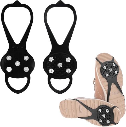 Non Slip Gripper Spikes for Shoes,Ice Traction Cleats with 5 Steel Studs Crampons,Lightweight Snow Grips for Hiking, Walking, Jogging on Ice in Kuwait