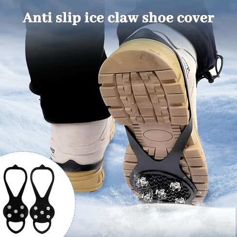 Non Slip Gripper Spikes for Shoes,Ice Traction Cleats with 5 Steel Studs Crampons,Lightweight Snow Grips for Hiking, Walking, Jogging on Ice in Kuwait