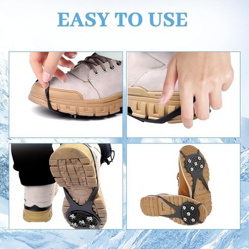 Non Slip Gripper Spikes for Shoes,Ice Traction Cleats with 5 Steel Studs Crampons,Lightweight Snow Grips for Hiking, Walking, Jogging on Ice in Kuwait