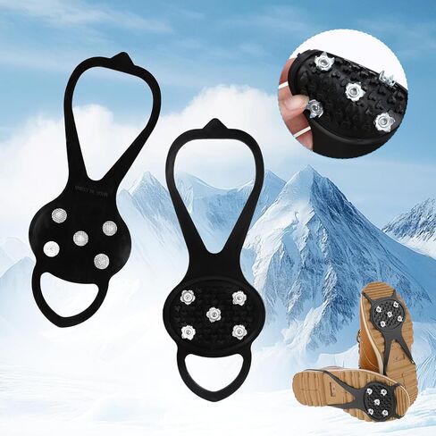 Non Slip Gripper Spikes for Shoes,Ice Traction Cleats with 5 Steel Studs Crampons,Lightweight Snow Grips for Hiking, Walking, Jogging on Ice in Kuwait