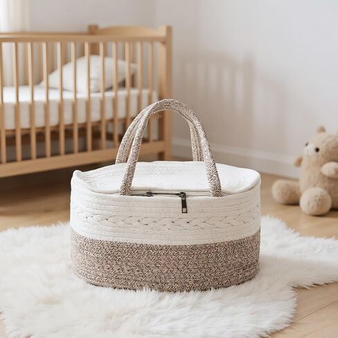 Diaper Holder - Large Portable Organizer, Keeps All In Order, Changing Mat, Multifunctional Bag for the Bedroom, Neutral Must-Have for Girl in Saudi Arabia