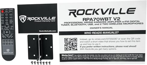 حزمة Rockville: RPA70WBT V2 1000w 2-Ch USB Bluetooth Amplifier/Mixer+(2) ميكروفونات لحزمة المطاعم/البار/المقهى مع (2) زوج RockSlim White Home Theater 5.25 بوصة 240 وات مكبرات صوت رفيعة مثبتة على الحائط (3 قطع) in Saudi Arabia