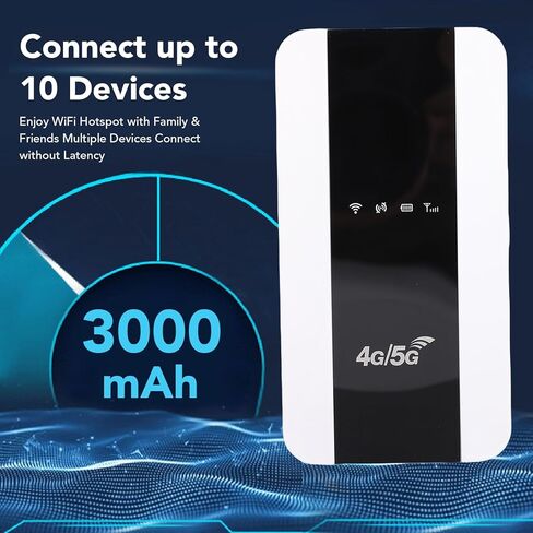 4G 5G WiFi Hotspot, Portable Travel Router with SIM Card Slot for Smartphones Tablets Laptops, Supports 150Mbps Download 10 Device Connectivity (US Version) in Saudi Arabia